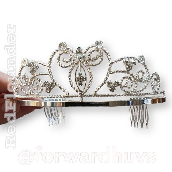 Silver Tone Rhinestone Embellished Fancy Tiara - Picture 7 of 11